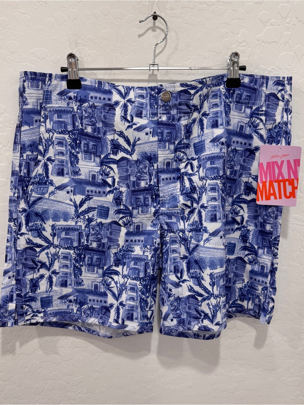 NWT Kortni Jeane Swim Board Shorts Men’s 34 Blue White Vacation Beach Summer